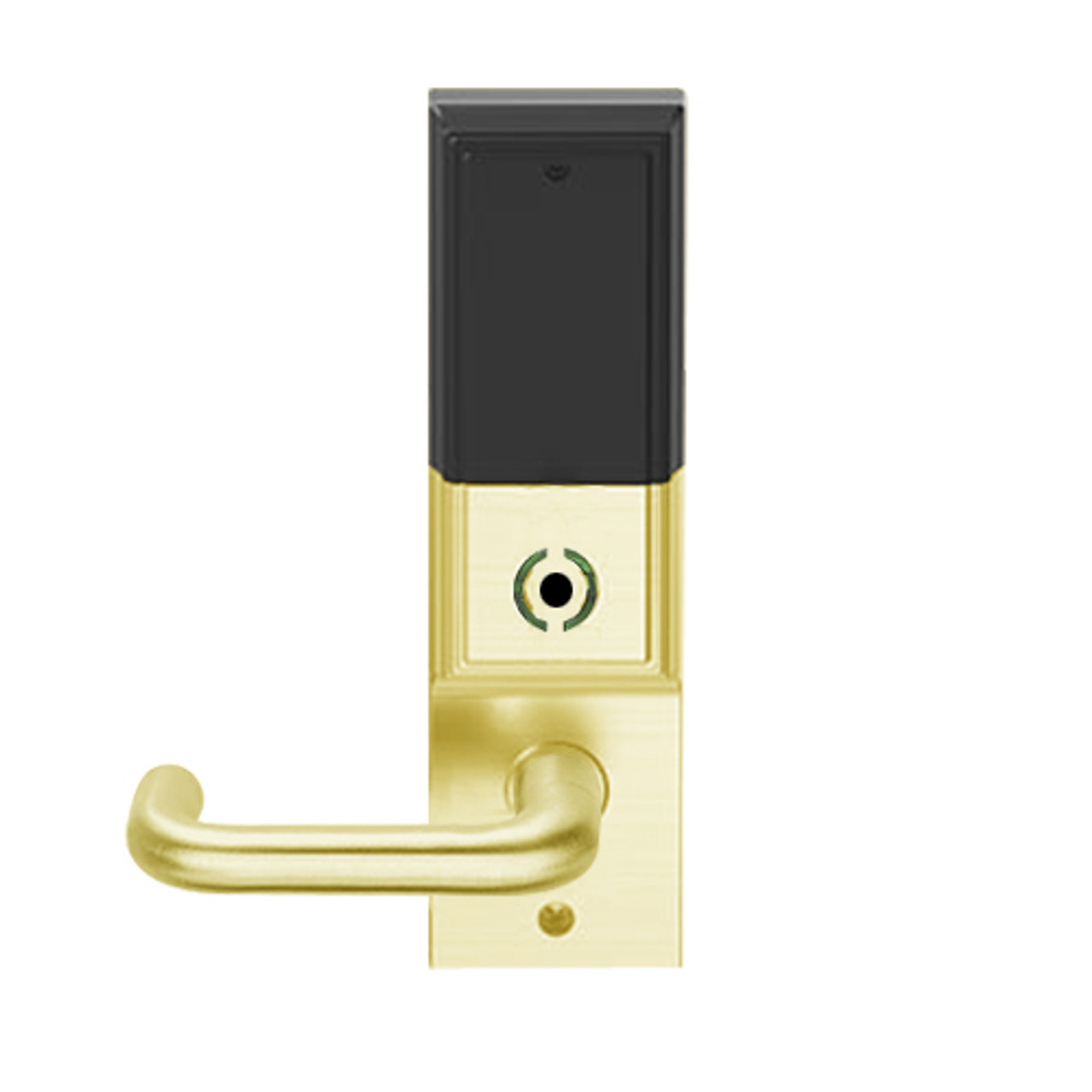 LEMS-ADD-P-03-605 Schlage Storeroom Wireless Addison Mortise Lock with LED and Tubular Lever in Bright Brass