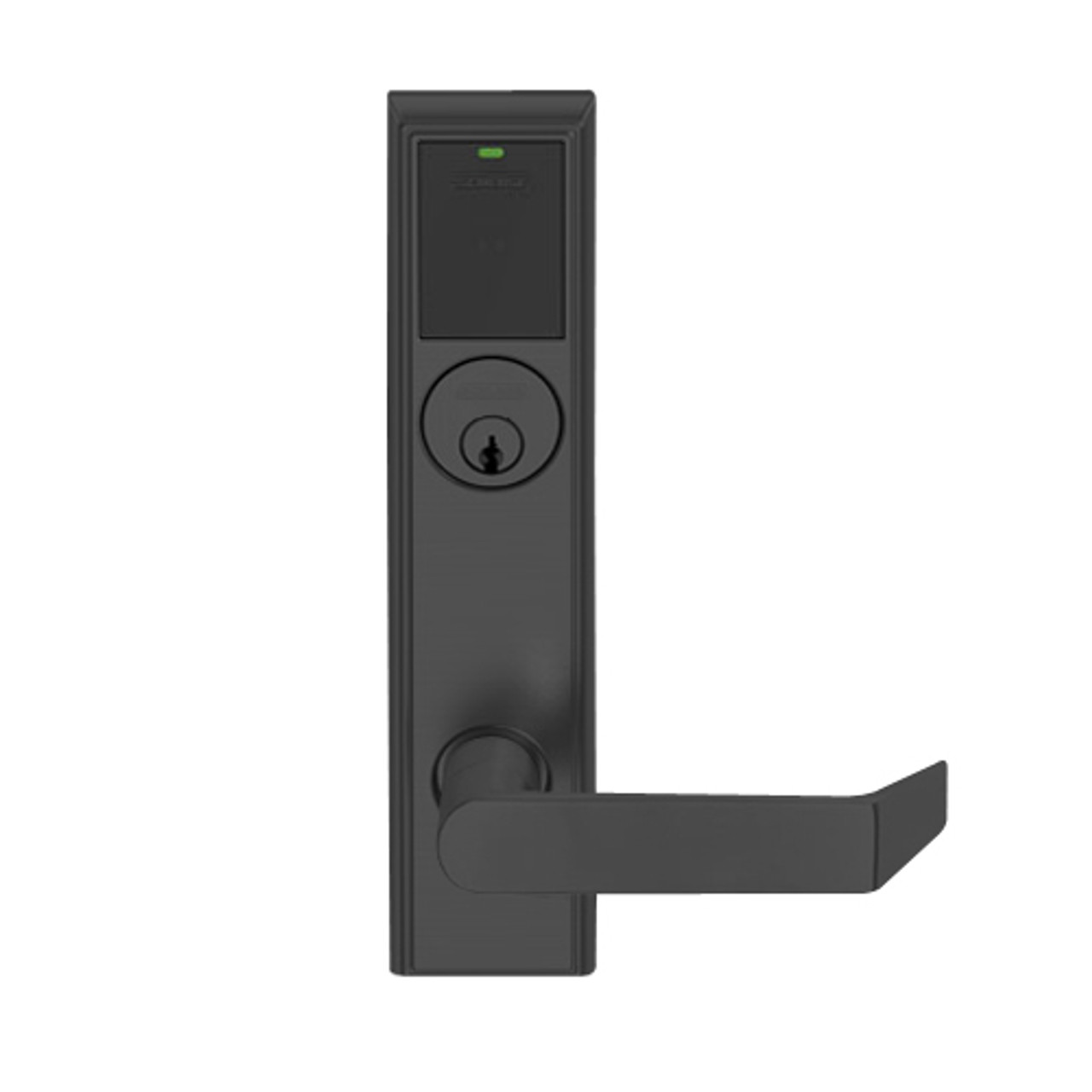 LEMS-ADD-P-06-622 Schlage Storeroom Wireless Addison Mortise Lock with LED and Rhodes Lever in Matte Black