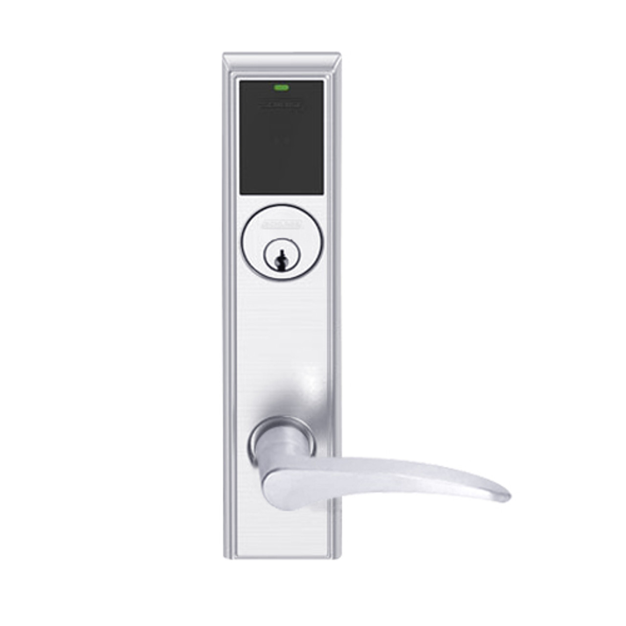 LEMS-ADD-P-12-625-RH Schlage Storeroom Wireless Addison Mortise Lock with LED and 12 Lever in Bright Chrome