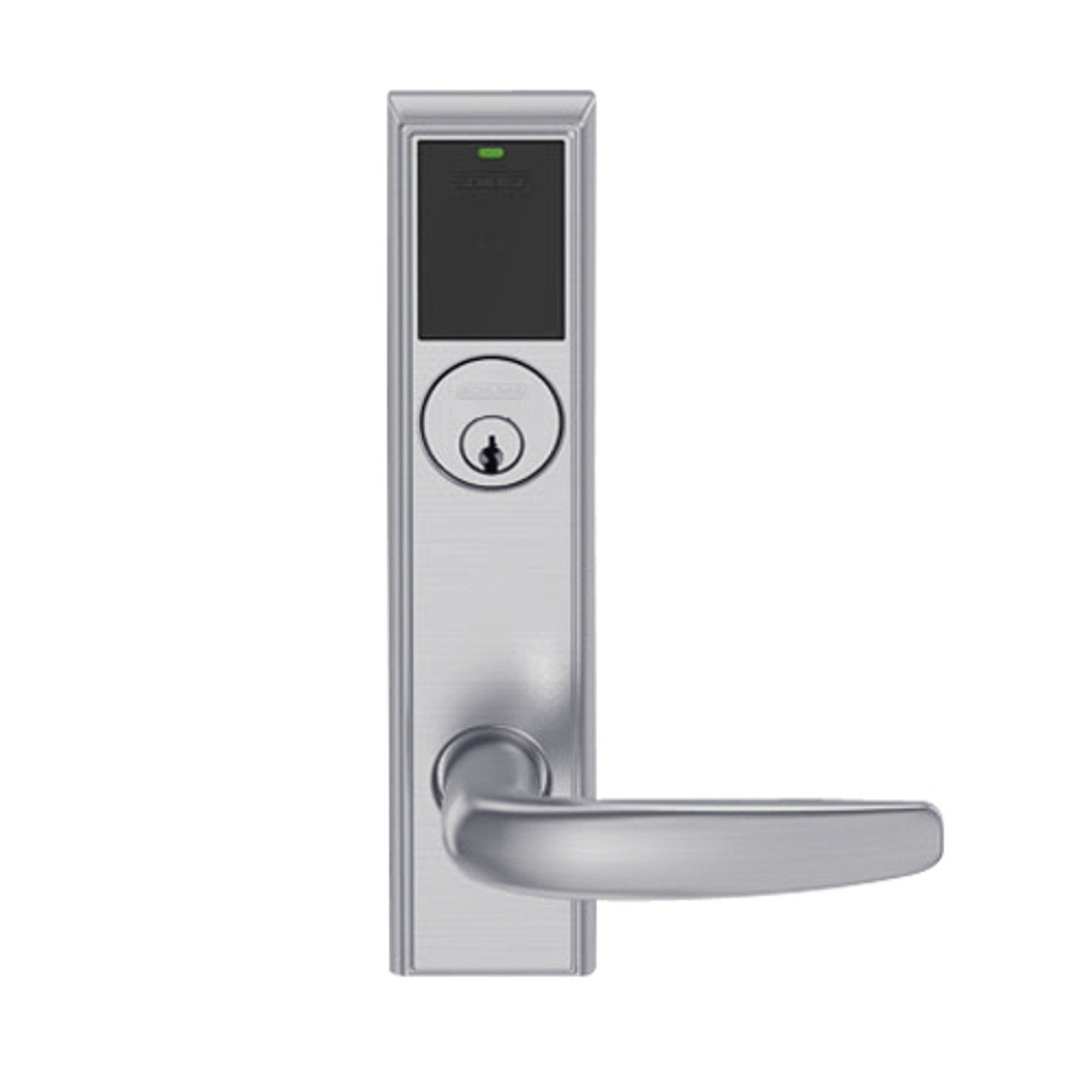 LEMB-ADD-P-07-626 Schlage Privacy/Office Wireless Addison Mortise Lock with Push Button, LED and Athens Lever in Satin Chrome