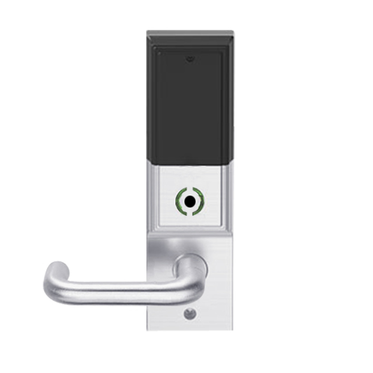 LEMB-ADD-P-03-626AM Schlage Privacy/Office Wireless Addison Mortise Lock with Push Button, LED and Tubular Lever in Satin Chrome Antimicrobial