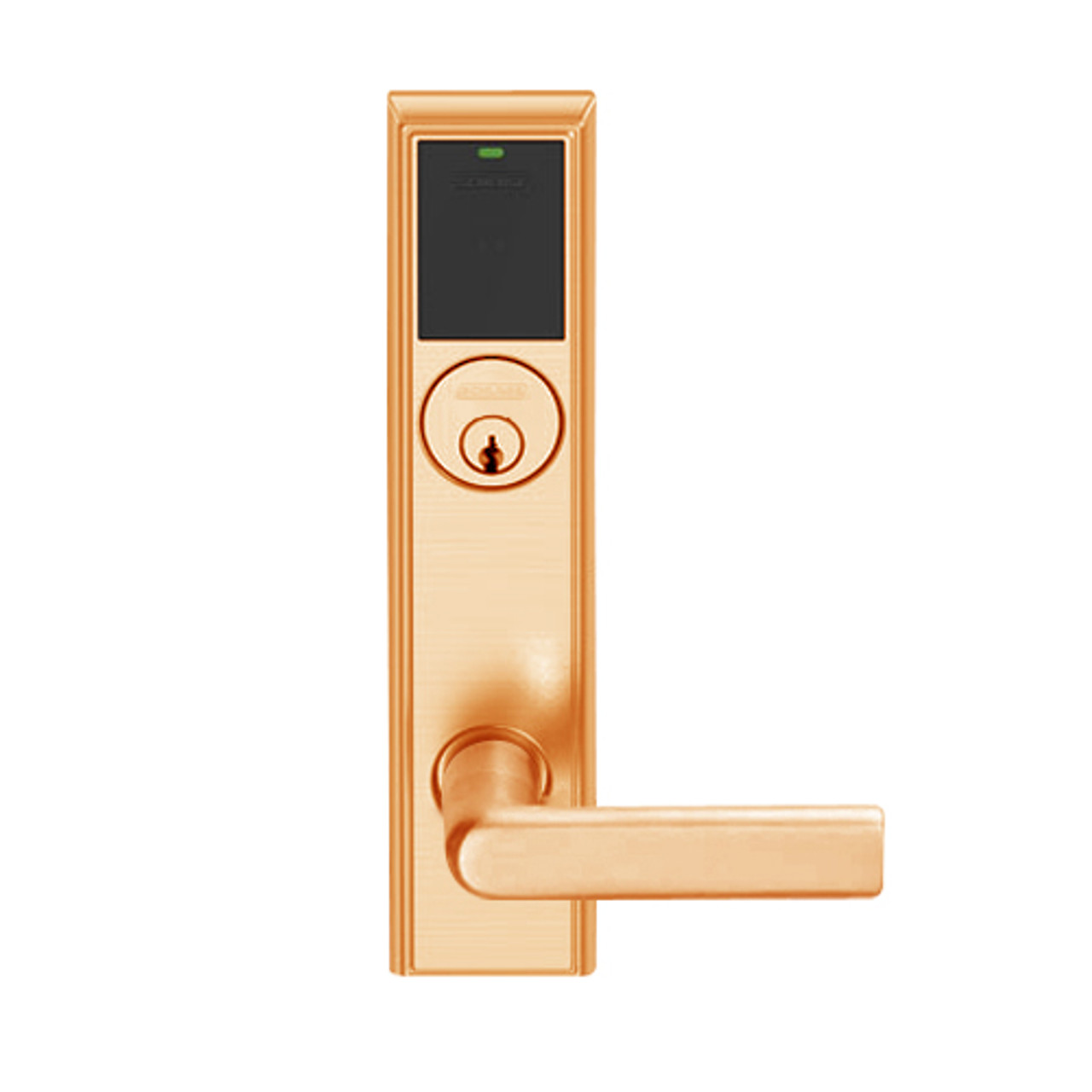 LEMB-ADD-P-01-612 Schlage Privacy/Office Wireless Addison Mortise Lock with Push Button, LED and 01 Lever in Satin Bronze