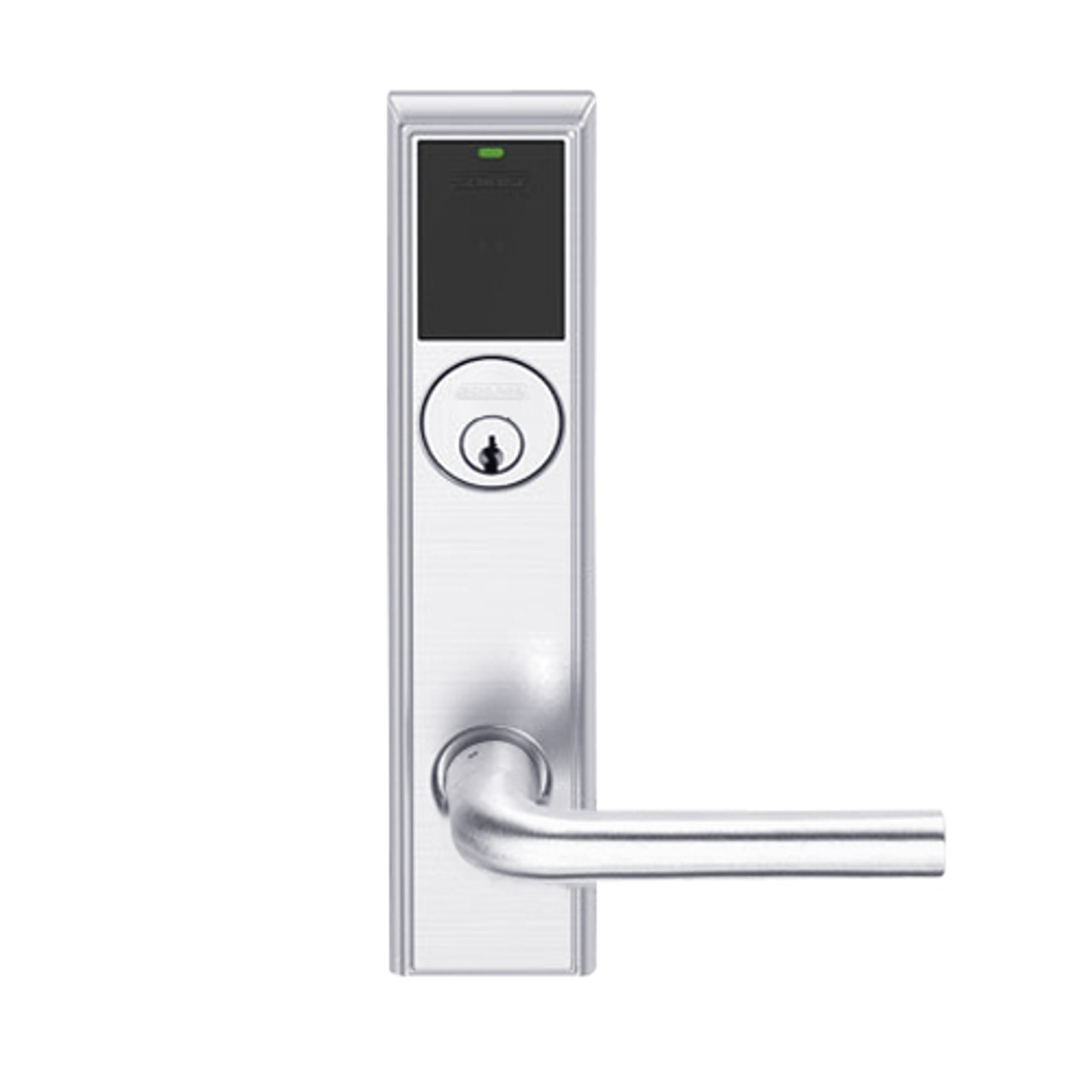 LEMB-ADD-P-02-625 Schlage Privacy/Office Wireless Addison Mortise Lock with Push Button, LED and 02 Lever in Bright Chrome