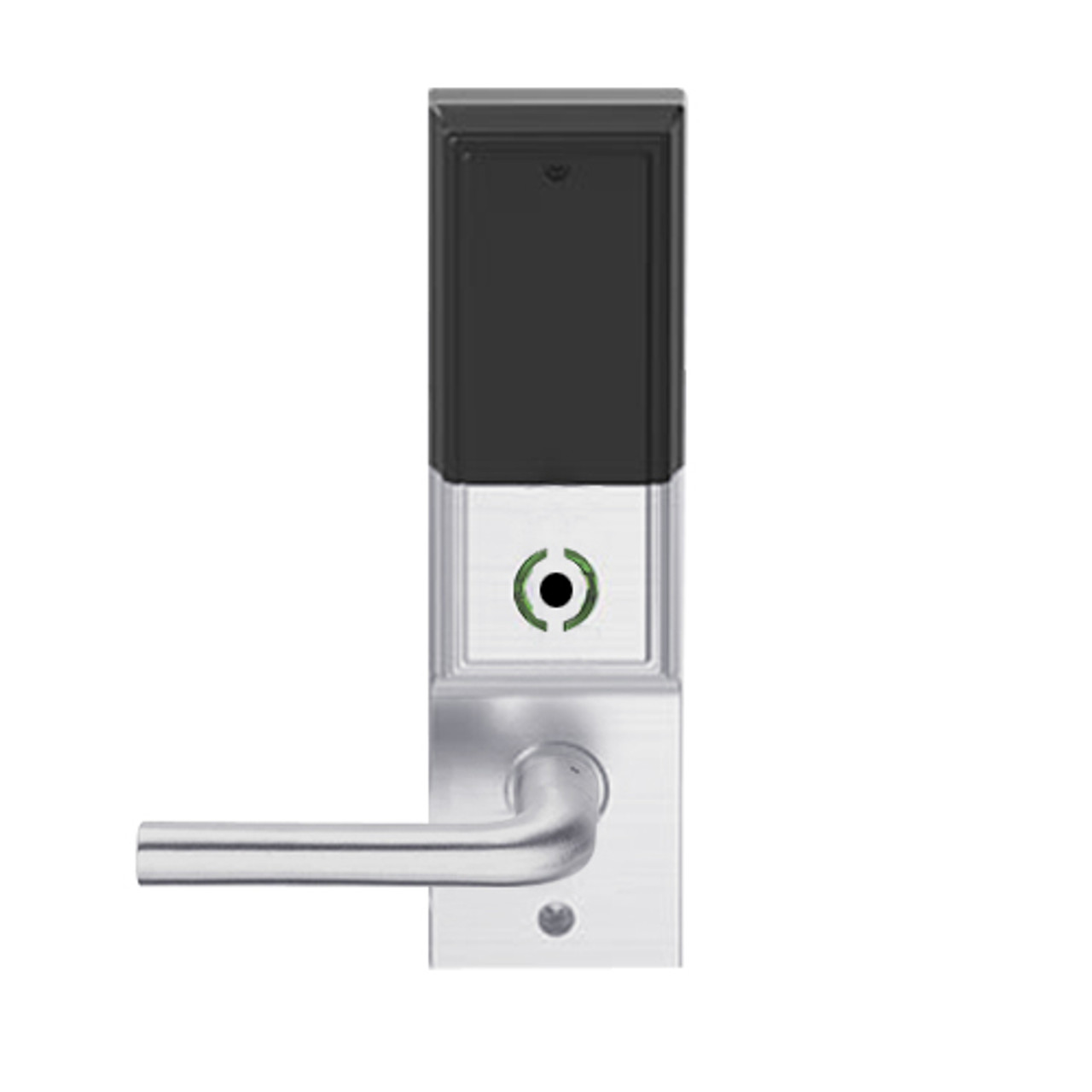 LEMB-ADD-P-02-626AM Schlage Privacy/Office Wireless Addison Mortise Lock with Push Button, LED and 02 Lever in Satin Chrome Antimicrobial