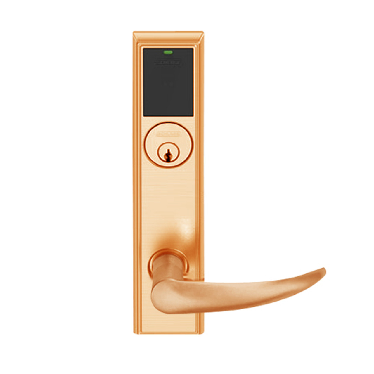 LEMB-ADD-P-OME-612 Schlage Privacy/Office Wireless Addison Mortise Lock with Push Button, LED and Omega Lever in Satin Bronze