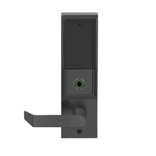 LEMS-ADD-L-06-622 Schlage Less Mortise Cylinder Storeroom Wireless Addison Mortise Lock with LED and Rhodes Lever in Matte Black