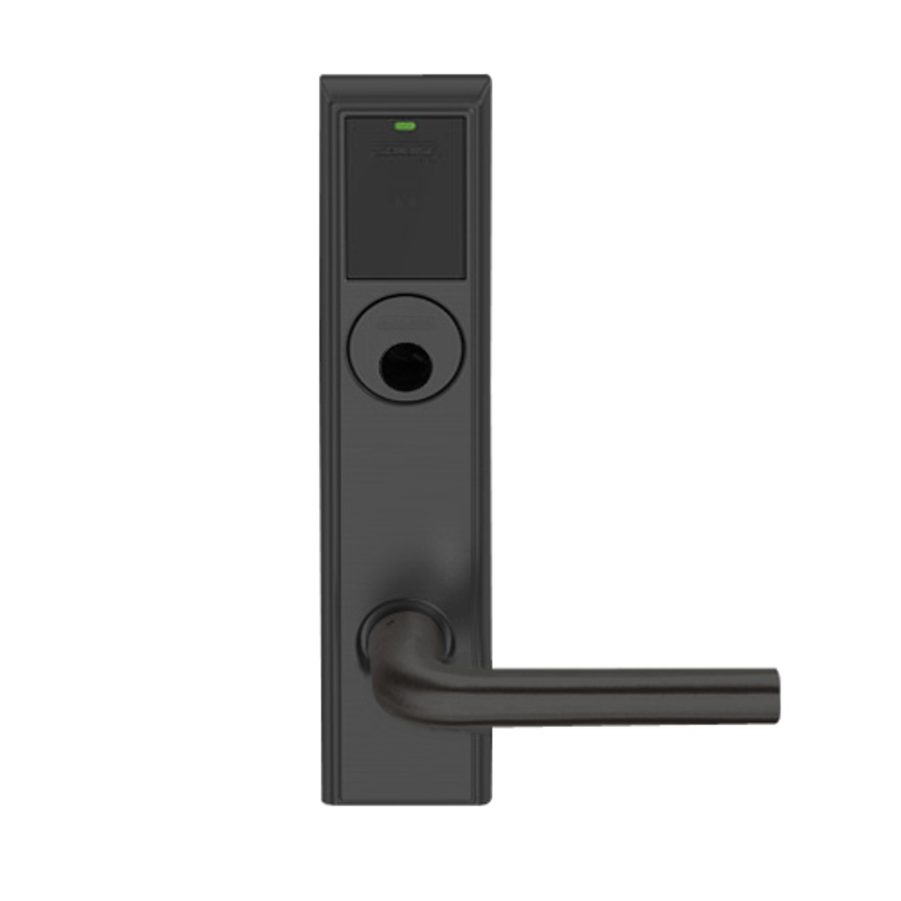 LEMS-ADD-L-02-622 Schlage Less Mortise Cylinder Storeroom Wireless Addison Mortise Lock with LED and 02 Lever in Matte Black