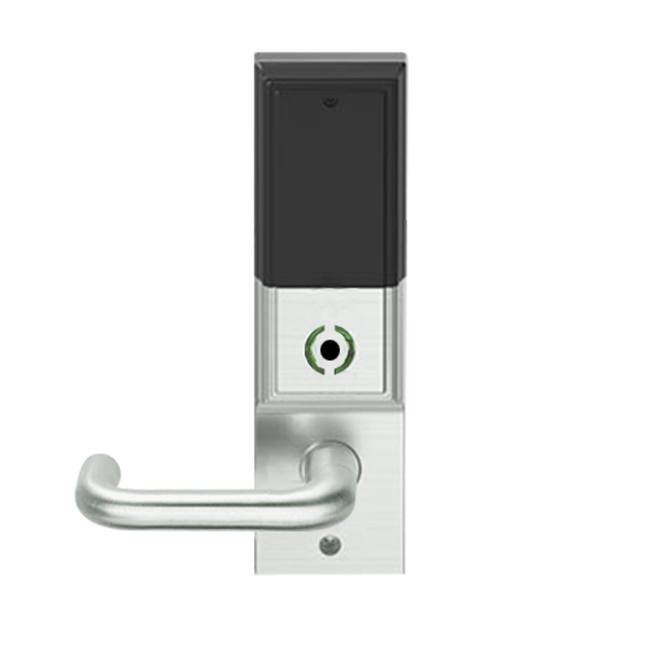 LEMB-ADD-L-03-619 Schlage Less Mortise Cylinder Privacy/Office Wireless Addison Mortise Lock with Push Button, LED and Tubular Lever in Satin Nickel