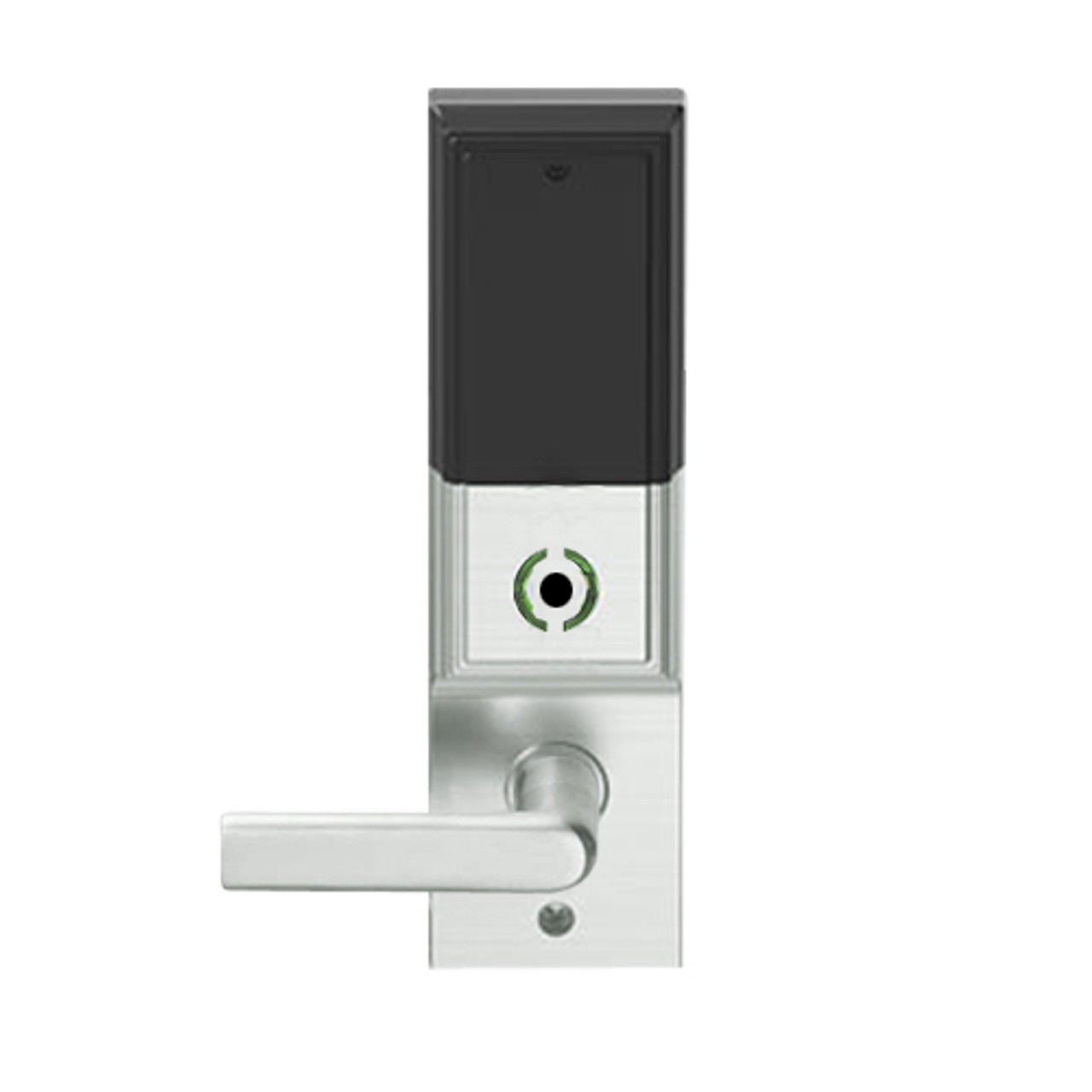 LEMB-ADD-L-01-619 Schlage Less Mortise Cylinder Privacy/Office Wireless Addison Mortise Lock with Push Button, LED and 01 Lever in Satin Nickel