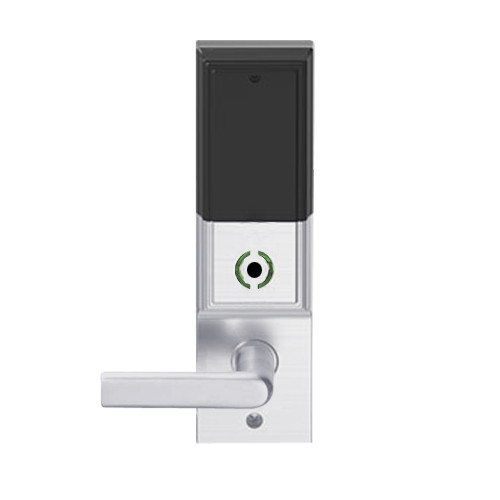 LEMB-ADD-L-01-626AM Schlage Less Mortise Cylinder Privacy/Office Wireless Addison Mortise Lock with Push Button, LED and 01 Lever in Satin Chrome Antimicrobial