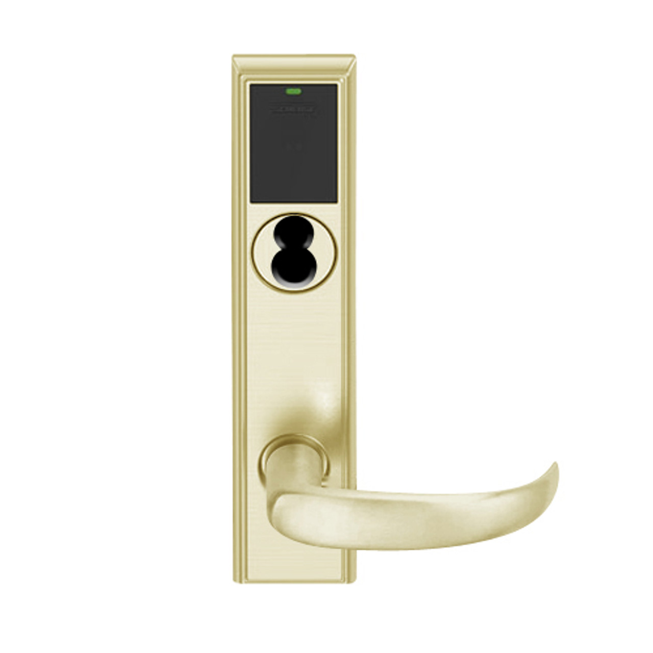 LEMS-ADD-J-17-606 Schlage Storeroom Wireless Addison Mortise Lock with LED and Sparta Lever Prepped for FSIC in Satin Brass