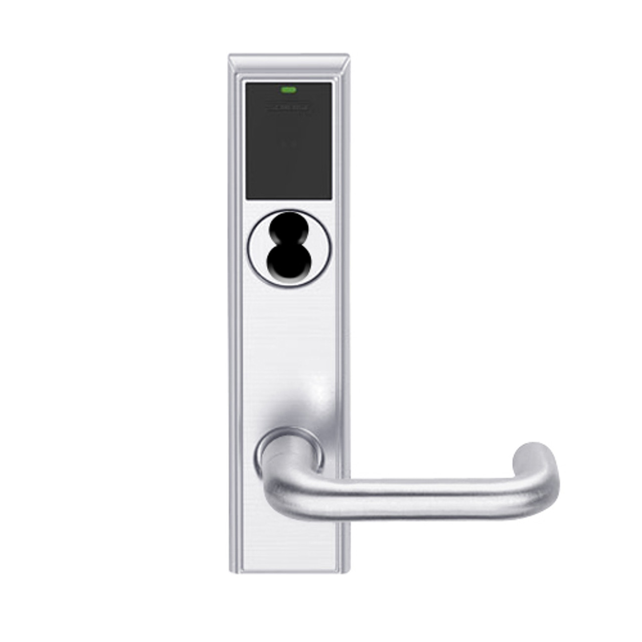 LEMS-ADD-J-03-625 Schlage Storeroom Wireless Addison Mortise Lock with LED and Tubular Lever Prepped for FSIC in Bright Chrome