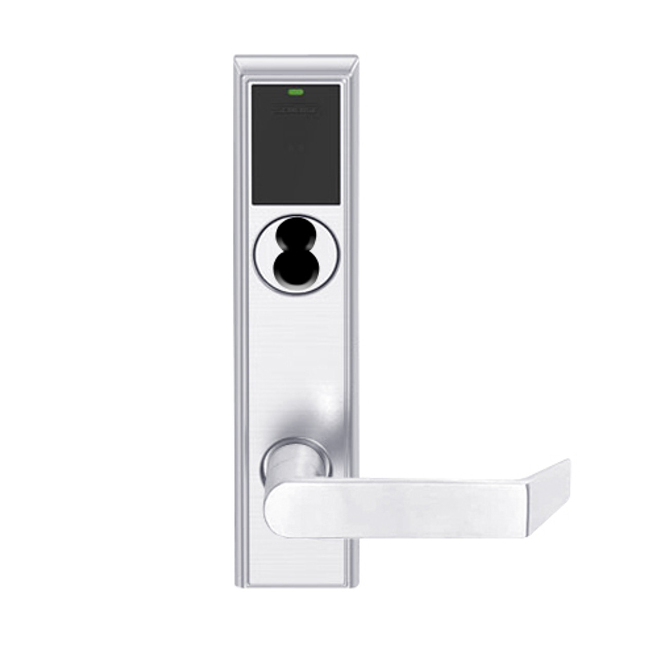 LEMS-ADD-J-06-625 Schlage Storeroom Wireless Addison Mortise Lock with LED and Rhodes Lever Prepped for FSIC in Bright Chrome