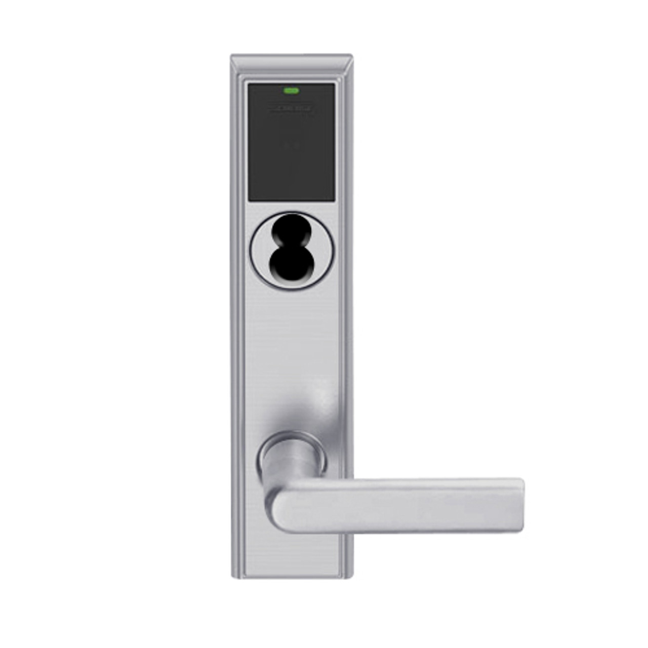 LEMS-ADD-J-01-626 Schlage Storeroom Wireless Addison Mortise Lock with LED and 01 Lever Prepped for FSIC in Satin Chrome