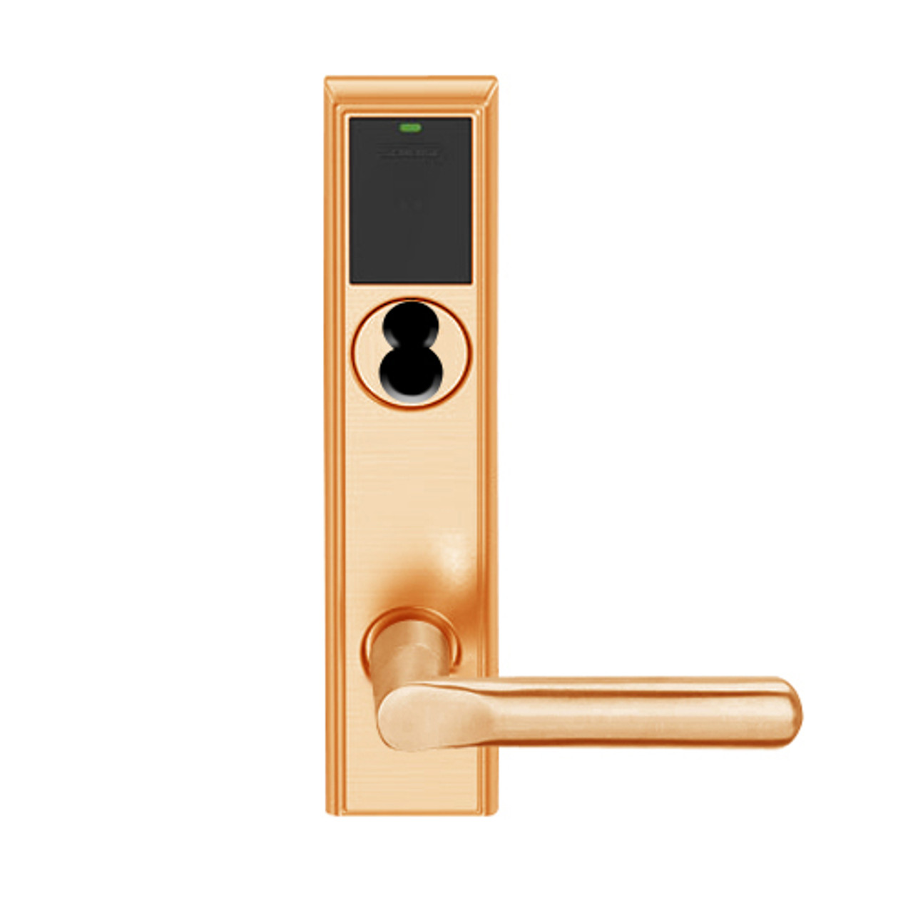 LEMS-ADD-J-18-612 Schlage Storeroom Wireless Addison Mortise Lock with LED and 18 Lever Prepped for FSIC in Satin Bronze