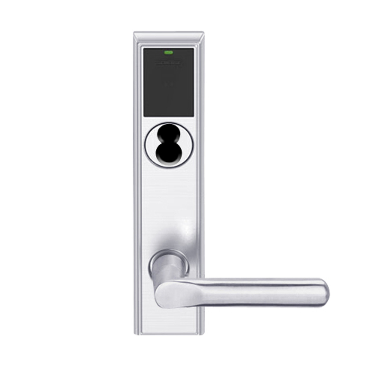 LEMS-ADD-J-18-625 Schlage Storeroom Wireless Addison Mortise Lock with LED and 18 Lever Prepped for FSIC in Bright Chrome