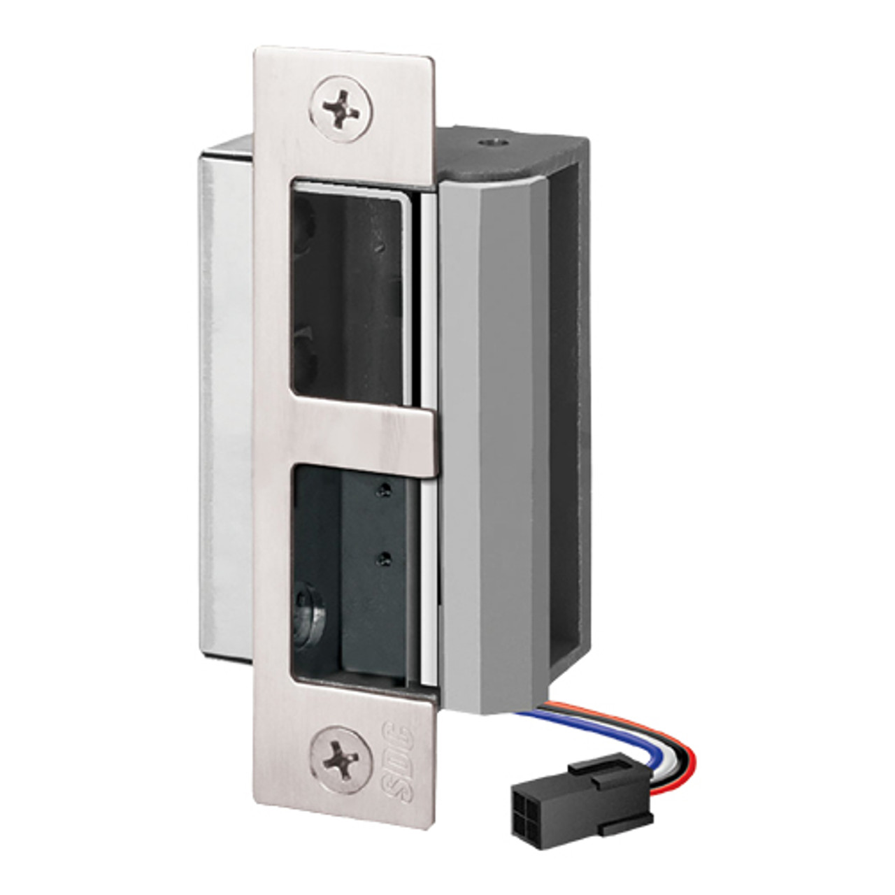 55-FU-DBM-L SDC 55 Series UniFLEX Heavy Duty Electric Strike with Left Hand Deadbolt Monitor in Satin Stainless Steel