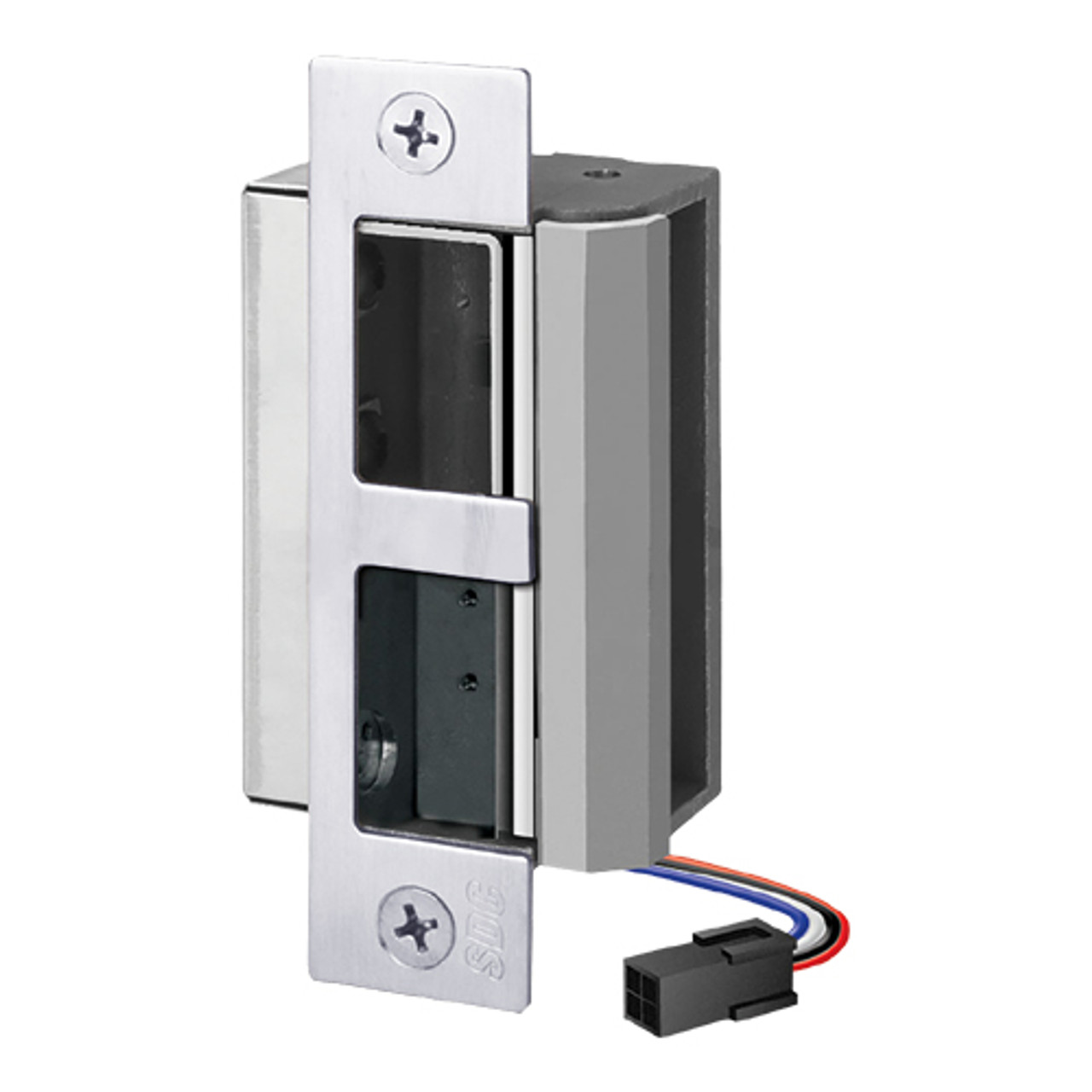 55-FP-LBM/LCM-DBM-R SDC 55 Series UniFLEX Heavy Duty Electric Strike with Door Secure Monitor and Deadbolt Monitor in Bright Chrome