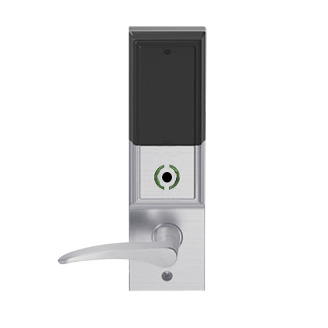 LEMB-ADD-J-12-626-LH Schlage Privacy/Office Wireless Addison Mortise Lock with Push Button, LED and 12 Lever Prepped for FSIC in Satin Chrome