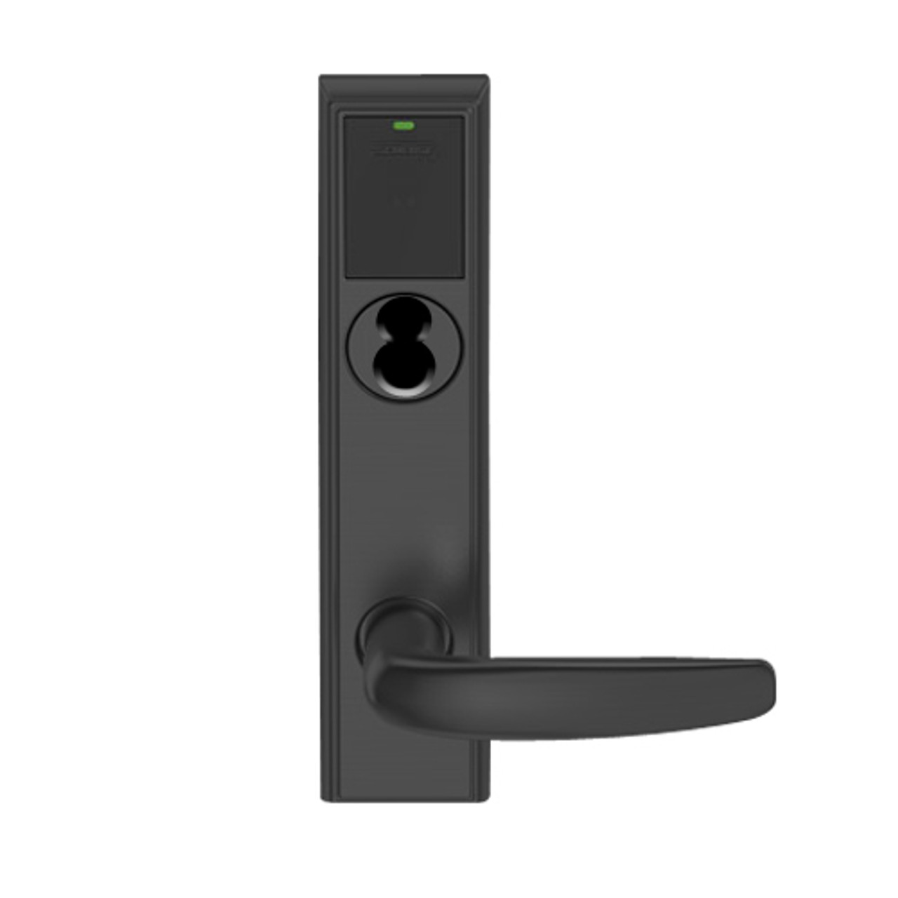 LEMS-ADD-BD-07-622 Schlage Storeroom Wireless Addison Mortise Lock with LED and Athens Lever Prepped for SFIC in Matte Black