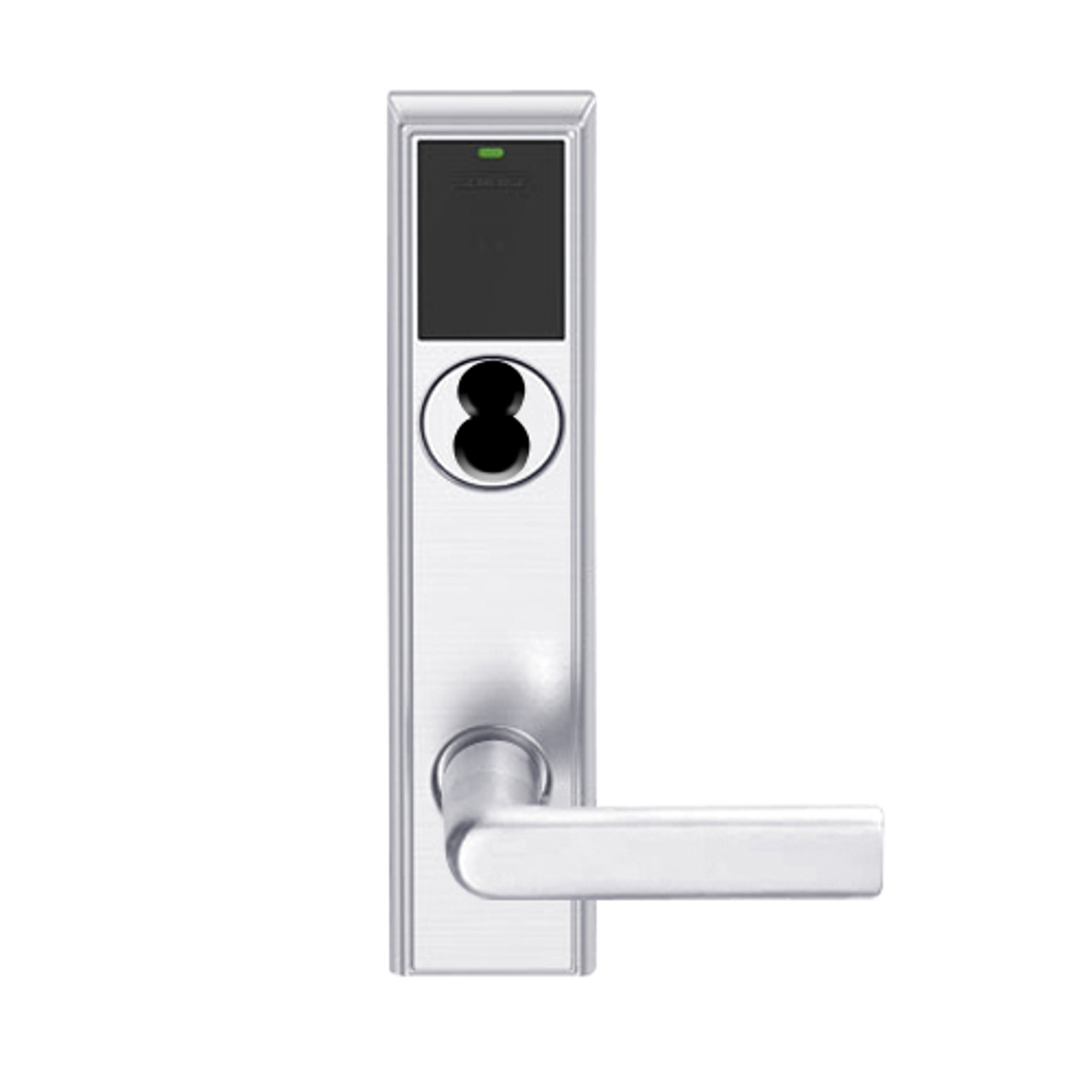 LEMS-ADD-BD-01-625 Schlage Storeroom Wireless Addison Mortise Lock with LED and 01 Lever Prepped for SFIC in Bright Chrome