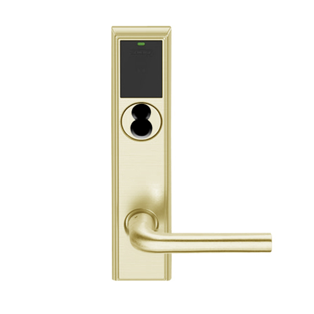 LEMS-ADD-BD-02-606 Schlage Storeroom Wireless Addison Mortise Lock with LED and 02 Lever Prepped for SFIC in Satin Brass
