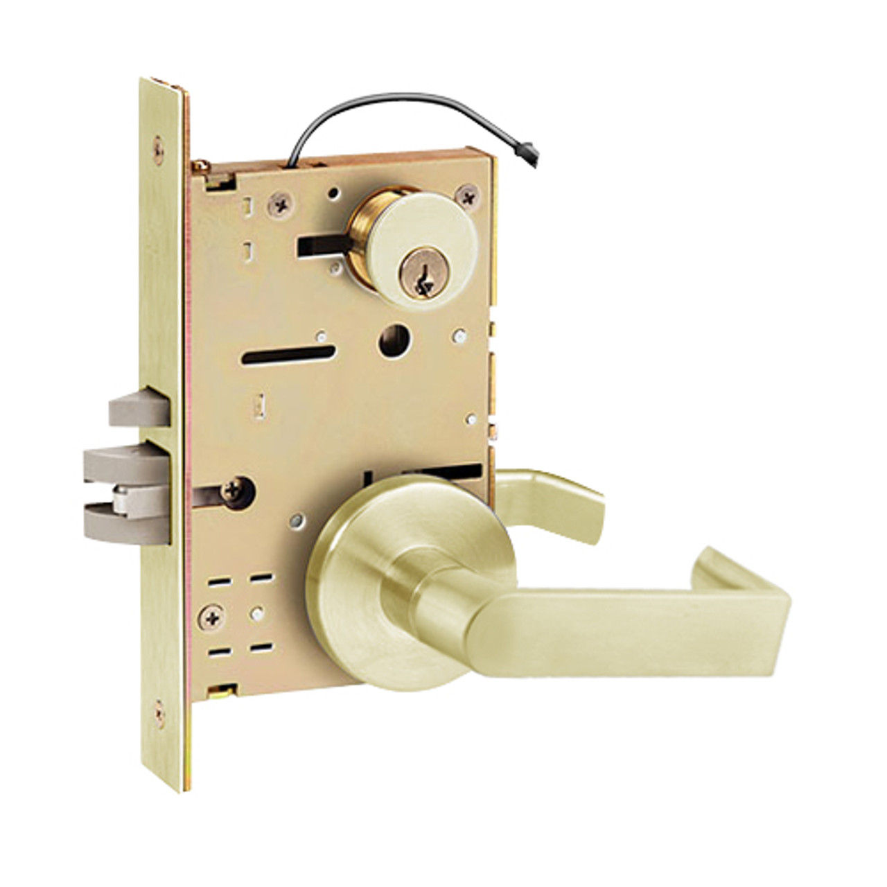 Z7830LDE SDC Z7800 Selectric Pro Series Locked Both Sides Failsecure Mode Electric Mortise Lock with Eclipse Lever in Satin Brass