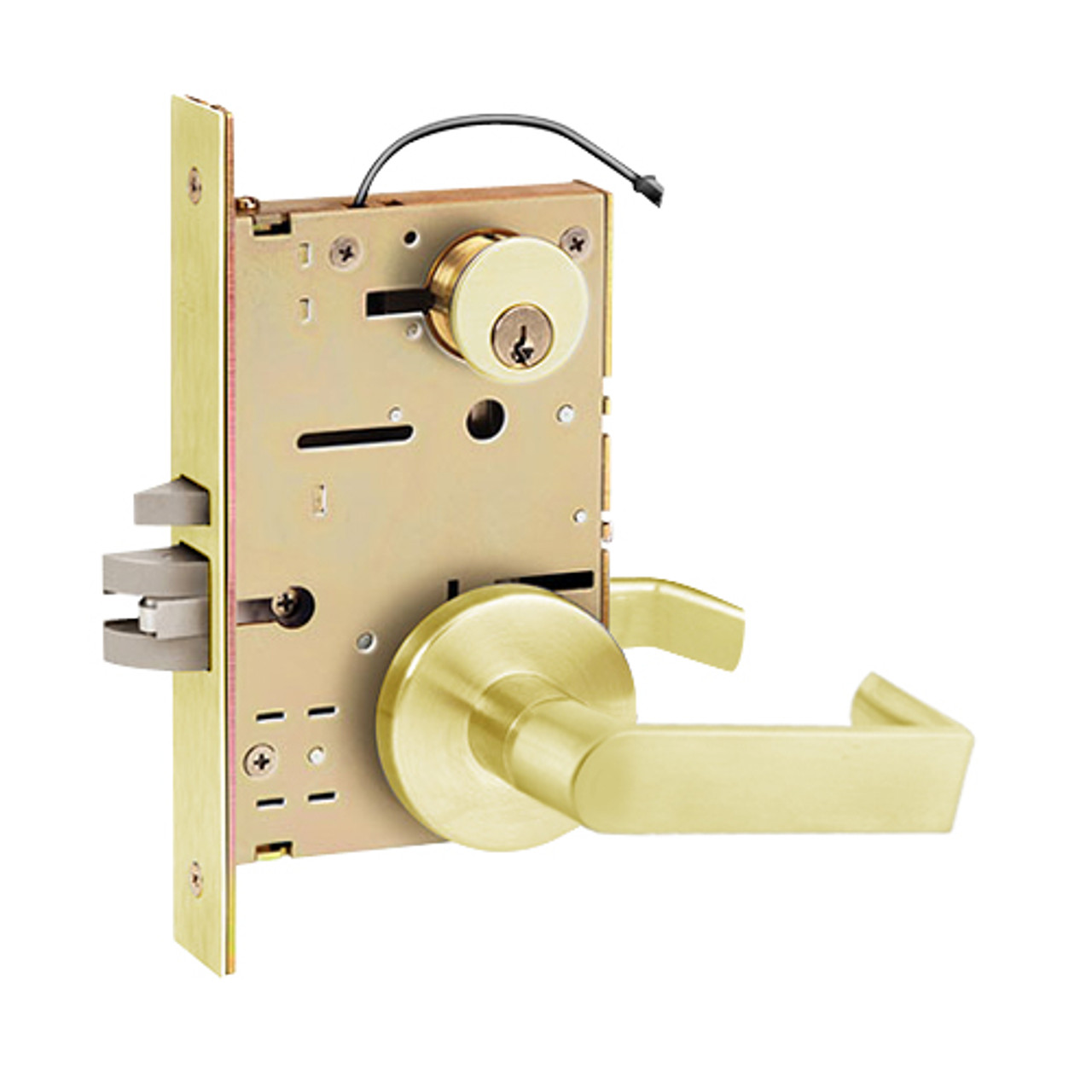 Z7850RCE SDC Z7800 Selectric Pro Series Locked Outside Sides Failsecure Mode Electric Mortise Lock with Eclipse Lever in Bright Brass