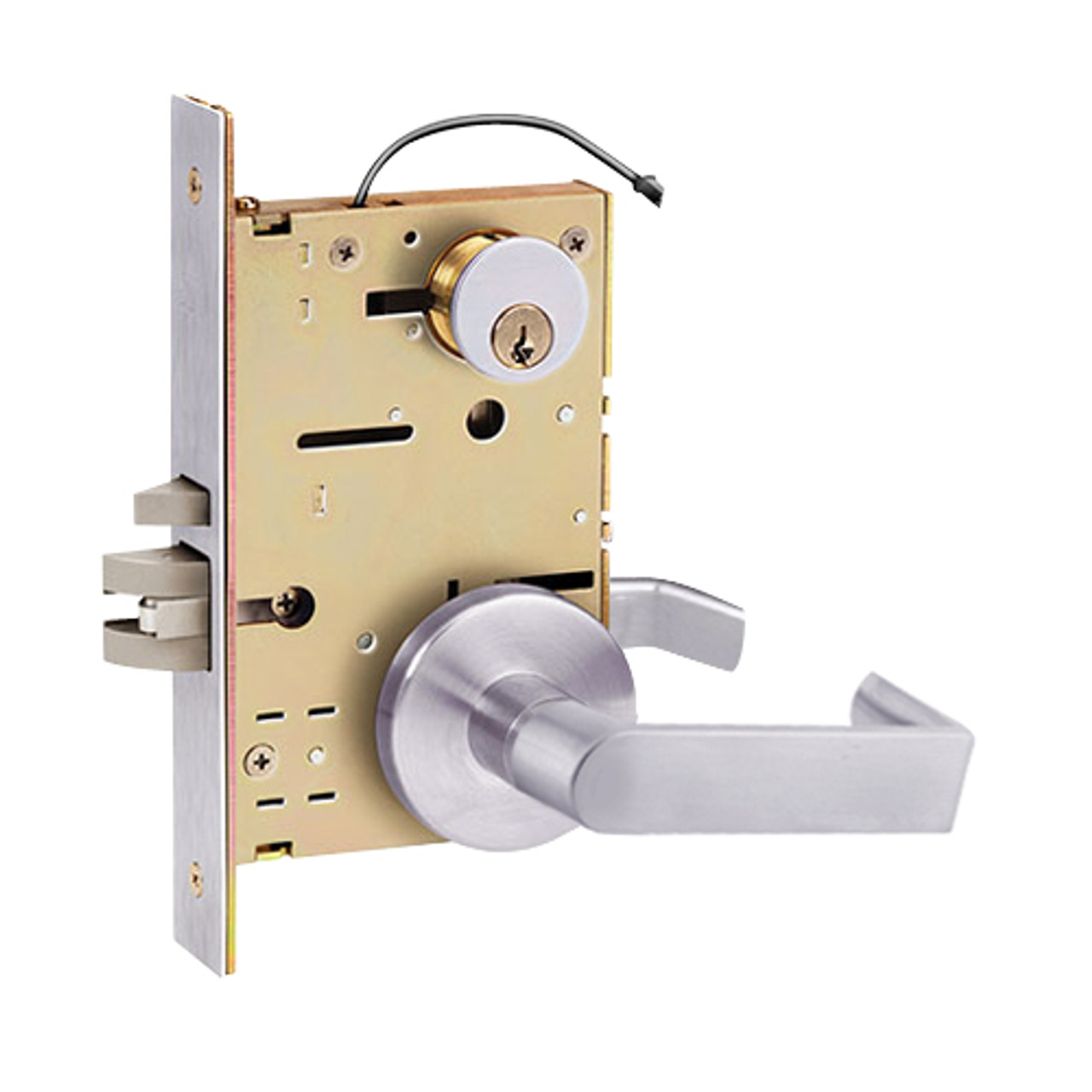 Z7850RRUE SDC Z7800 Selectric Pro Series Locked Outside Sides Failsecure Mode Electric Mortise Lock with Eclipse Lever in Satin Stainless Steel