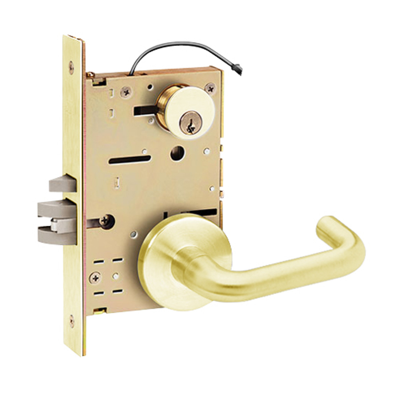 Z7850RCN SDC Z7800 Selectric Pro Series Locked Outside Sides Failsafe Electric Mortise Lock with Nova Lever in Bright Brass