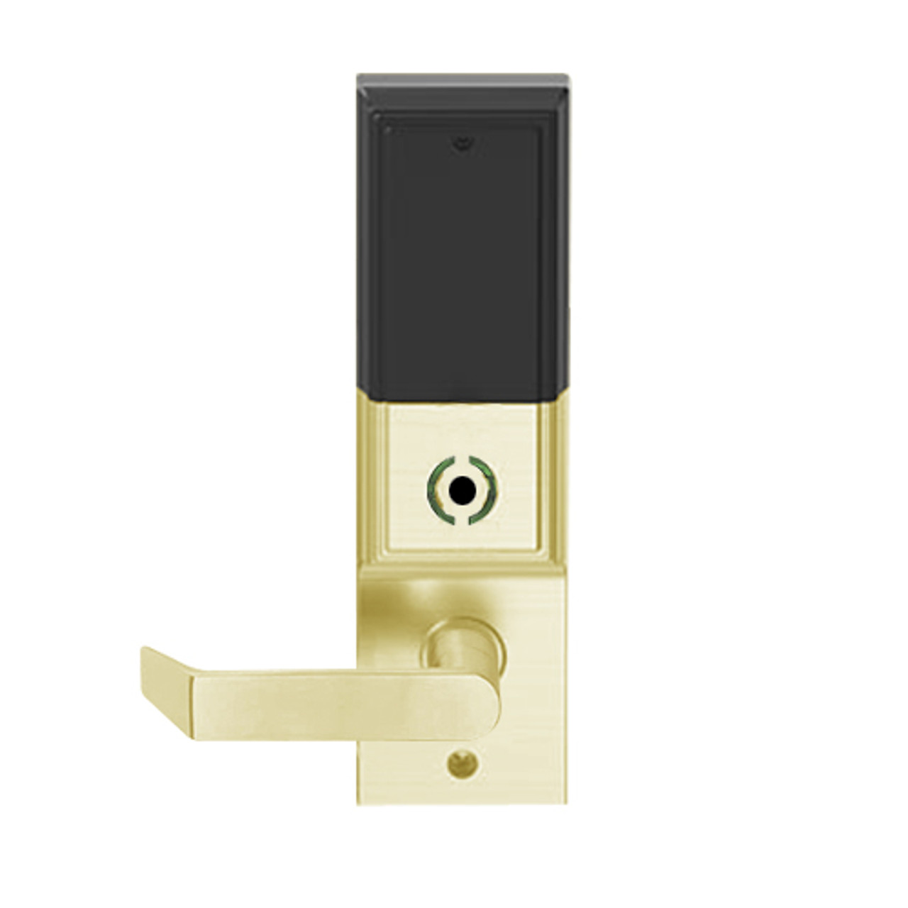 LEMB-ADD-BD-06-606 Schlage Privacy/Office Wireless Addison Mortise Lock with Push Button, LED and Rhodes Lever Prepped for SFIC in Satin Brass