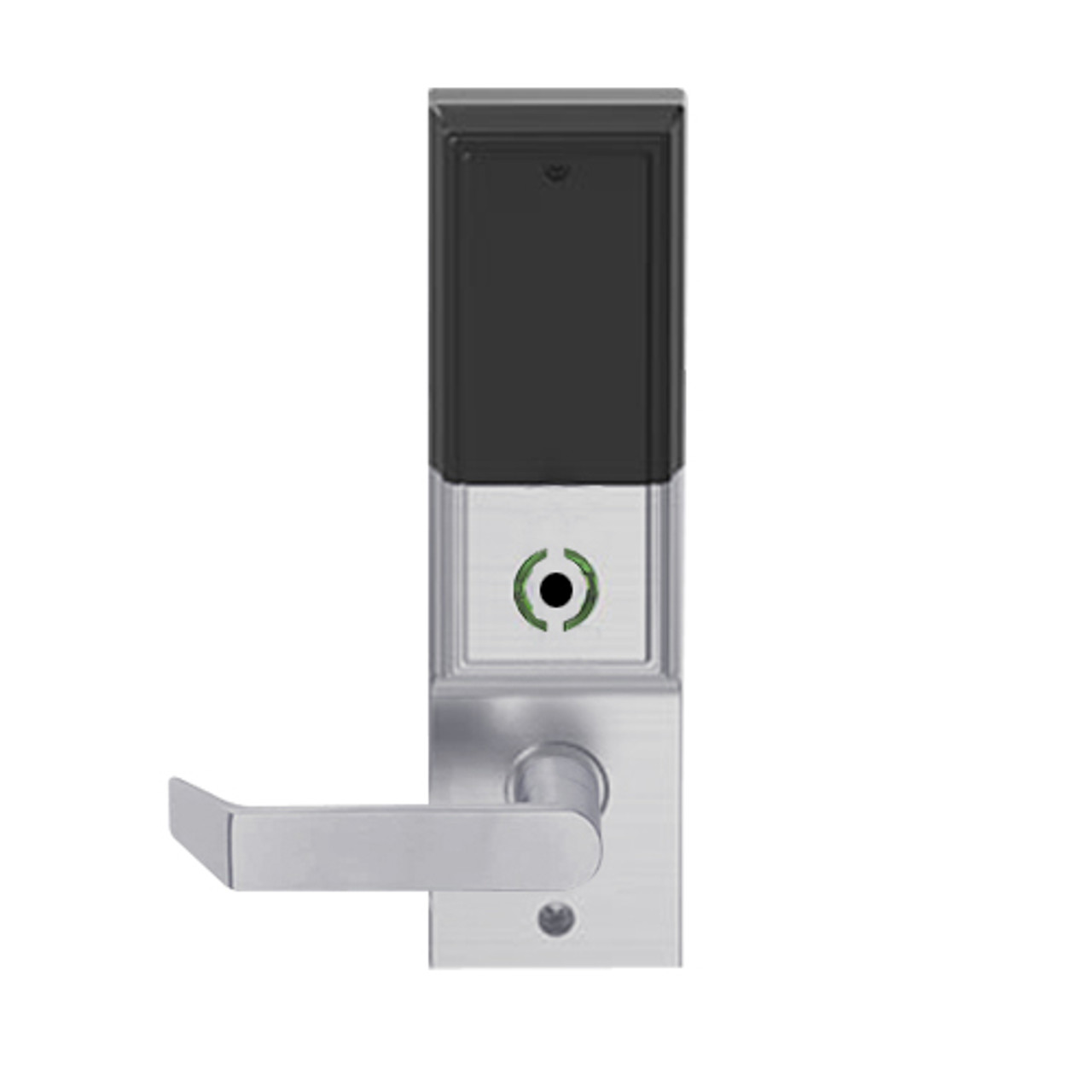 LEMB-ADD-BD-06-626 Schlage Privacy/Office Wireless Addison Mortise Lock with Push Button, LED and Rhodes Lever Prepped for SFIC in Satin Chrome