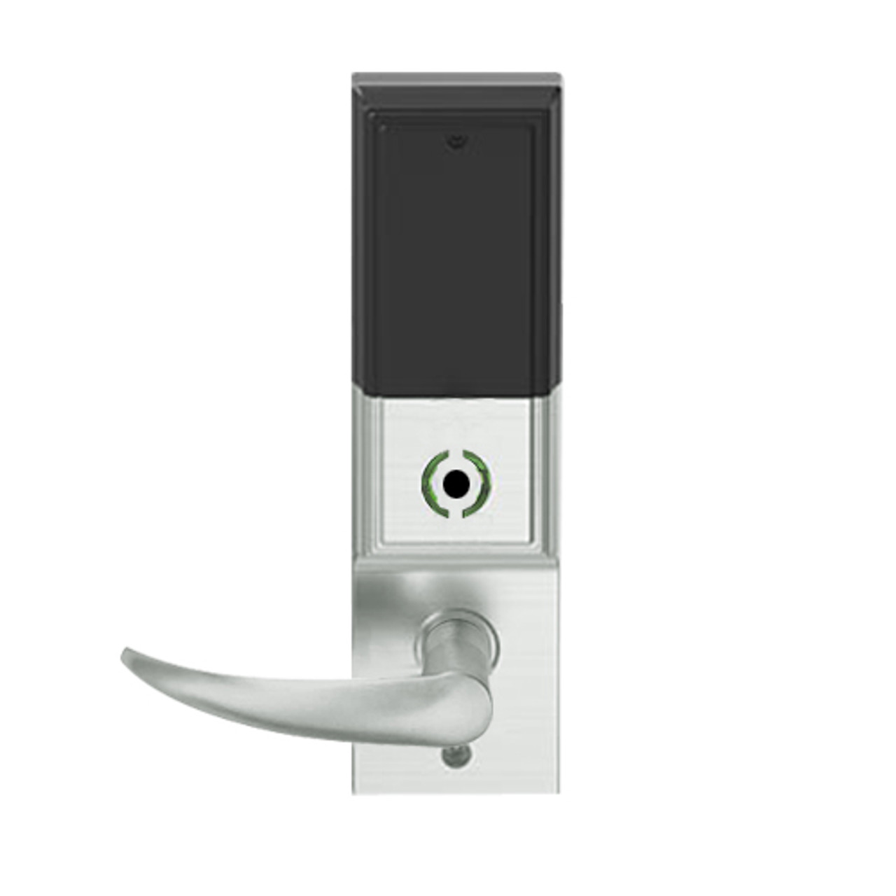 LEMB-ADD-BD-OME-619 Schlage Privacy/Office Wireless Addison Mortise Lock with Push Button, LED and Omega Lever Prepped for SFIC in Satin Nickel