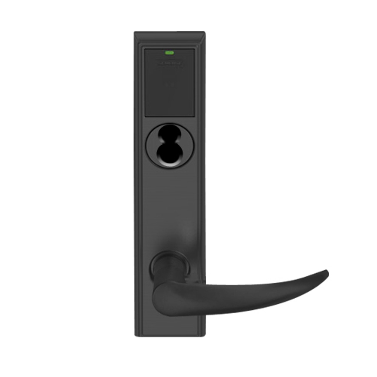 LEMB-ADD-BD-OME-622 Schlage Privacy/Office Wireless Addison Mortise Lock with Push Button, LED and Omega Lever Prepped for SFIC in Matte Black
