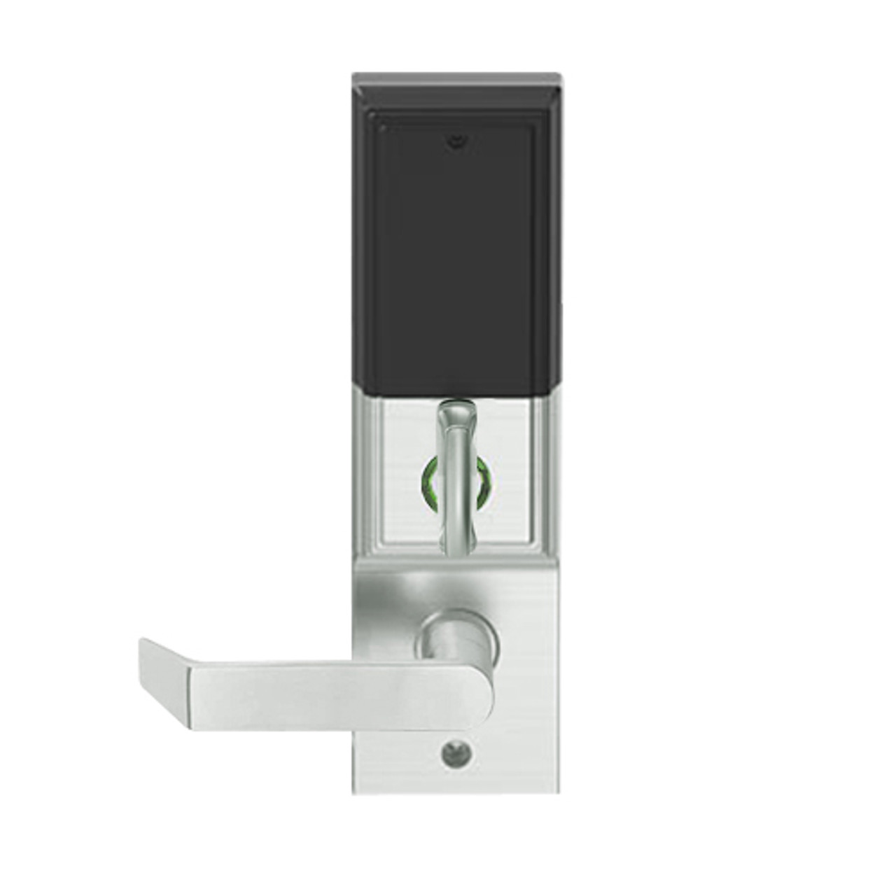 LEMD-ADD-L-06-619 Schlage Less Mortise Cylinder Privacy/Apartment Wireless Addison Mortise Deadbolt Lock with LED and Rhodes Lever in Satin Nickel