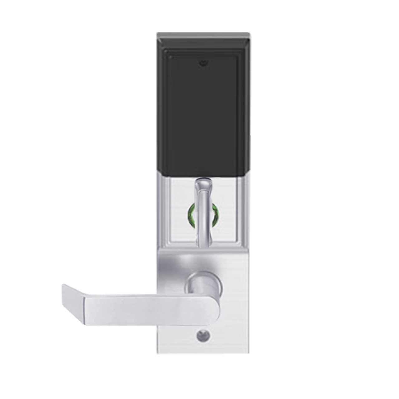 LEMD-ADD-L-06-626AM Schlage Less Mortise Cylinder Privacy/Apartment Wireless Addison Mortise Deadbolt Lock with LED and Rhodes Lever in Satin Chrome Antimicrobial