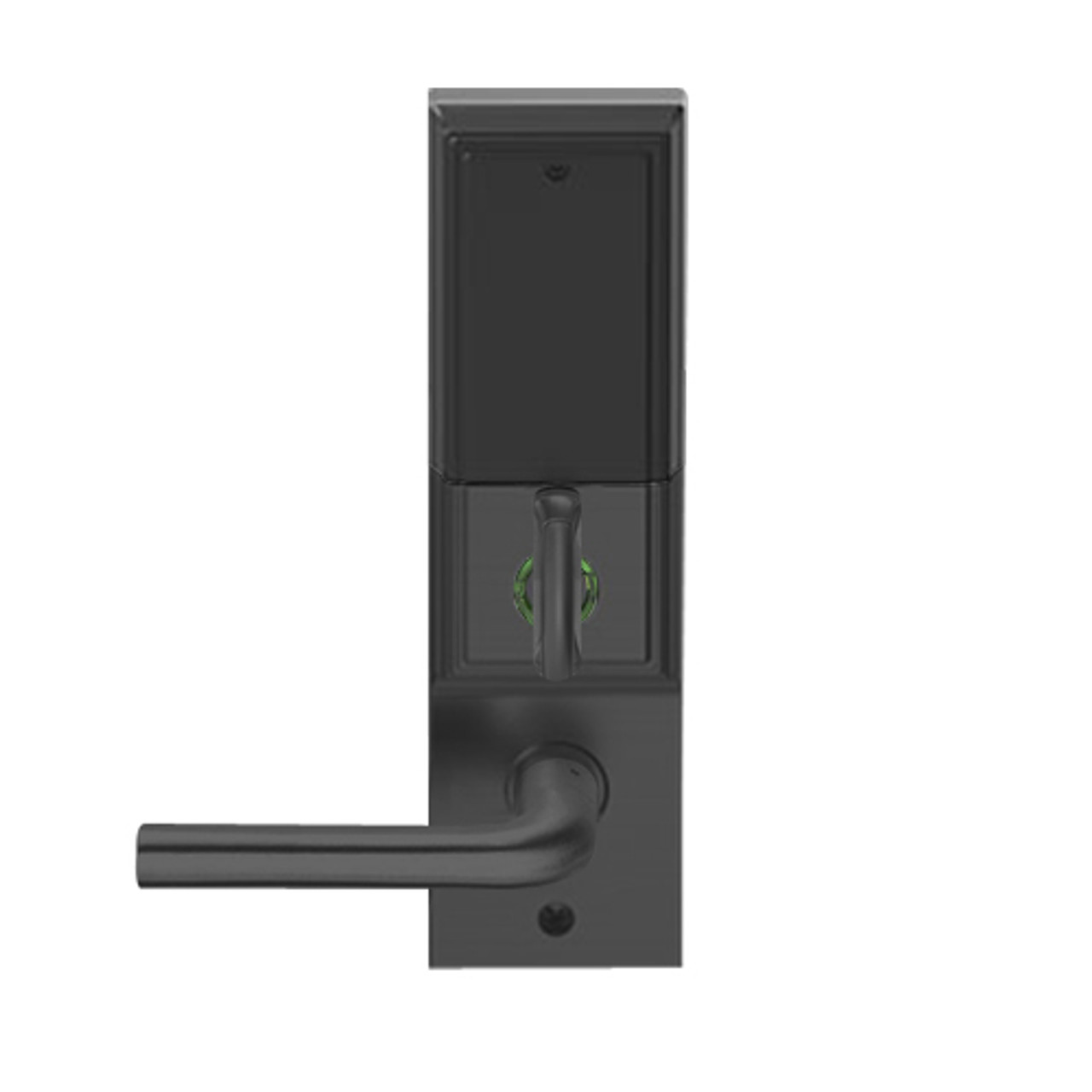 LEMD-ADD-L-02-622 Schlage Less Mortise Cylinder Privacy/Apartment Wireless Addison Mortise Deadbolt Lock with LED and 02 Lever in Matte Black