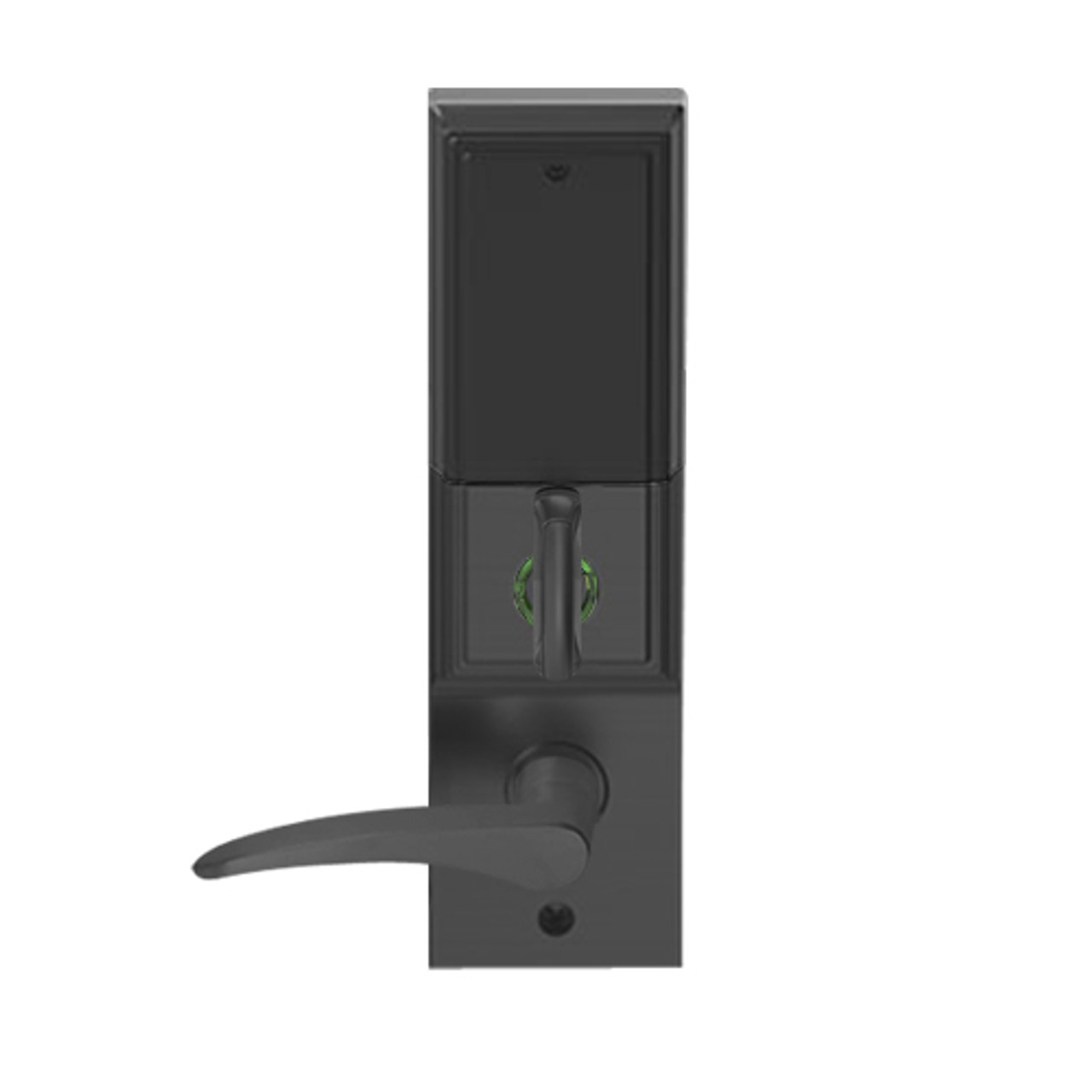 LEMD-ADD-L-12-622-LH Schlage Less Mortise Cylinder Privacy/Apartment Wireless Addison Mortise Deadbolt Lock with LED and 12 Lever in Matte Black