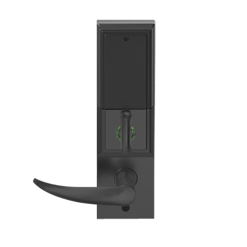 LEBMD-ADD-L-OME-622 Schlage Less Mortise Cylinder Privacy/Apartment Wireless Addison Mortise Deadbolt Lock with LED and Omega Lever in Matte Black