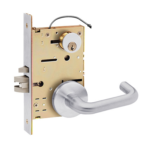 Z7852LQN SDC Z7800 Selectric Pro Series Locked Outside Only Failsecure Electric Mortise Lock with Nova Lever in Satin Chrome