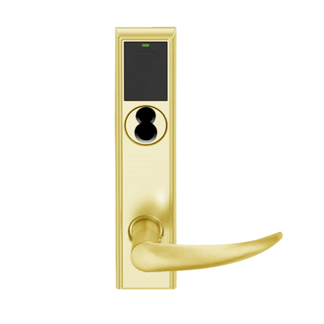 LEMD-ADD-J-OME-605 Schlage Privacy/Apartment Wireless Addison Mortise Deadbolt Lock with LED and Omega Lever Prepped for FSIC in Bright Brass