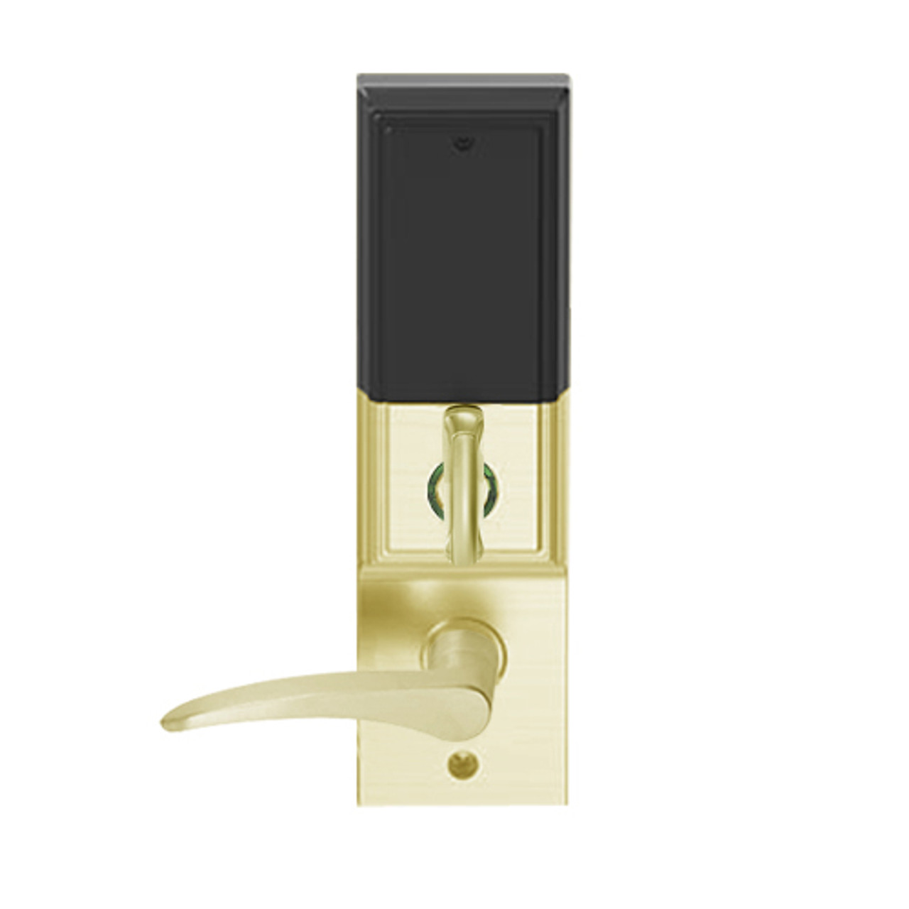 LEMD-ADD-BD-12-606-RH Schlage Privacy/Apartment Wireless Addison Mortise Deadbolt Lock with LED and 12 Lever Prepped for SFIC in Satin Brass
