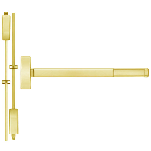 FL2201-605-36 PHI 2200 Series Fire Rated Apex Surface Vertical Rod Exit Device Prepped for Cover Plate in Bright Brass Finish