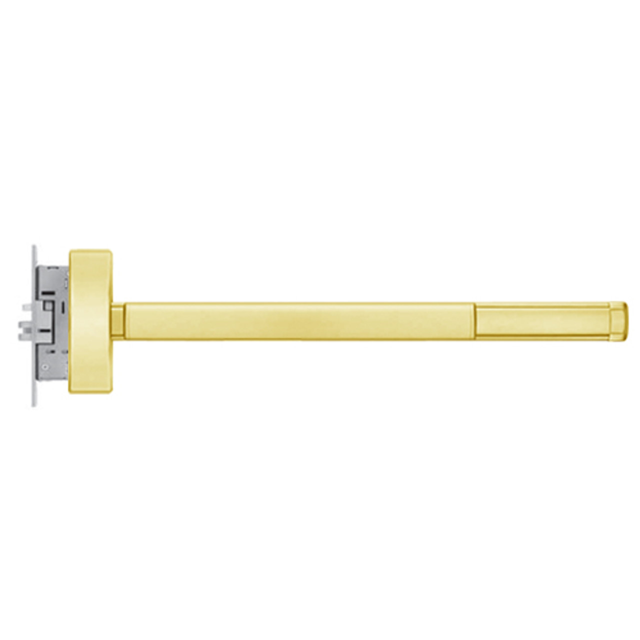 2305-RHR-605-36 PHI 2300 Series Non Fire Rated Apex Mortise Exit Device Prepped for Key Controls Thumb Piece in Bright Brass Finish