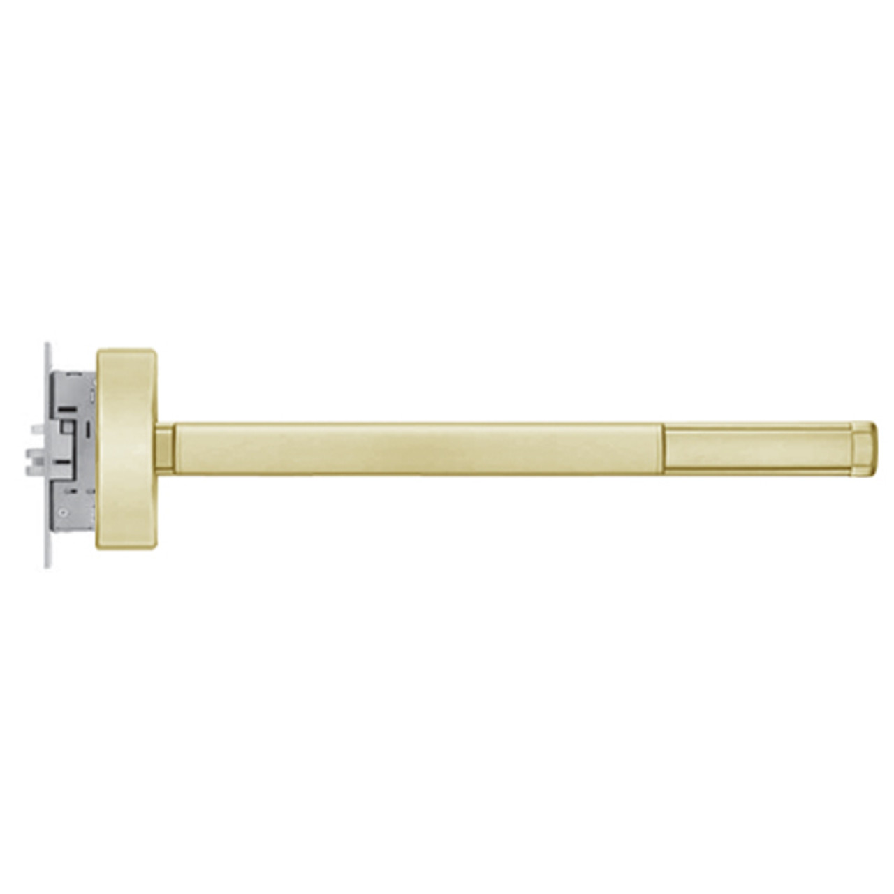 2315CD-RHR-606-36 PHI 2300 Series Non Fire Rated Apex Mortise Exit Device Prepped for Thumb Piece Always Active in Satin Brass Finish
