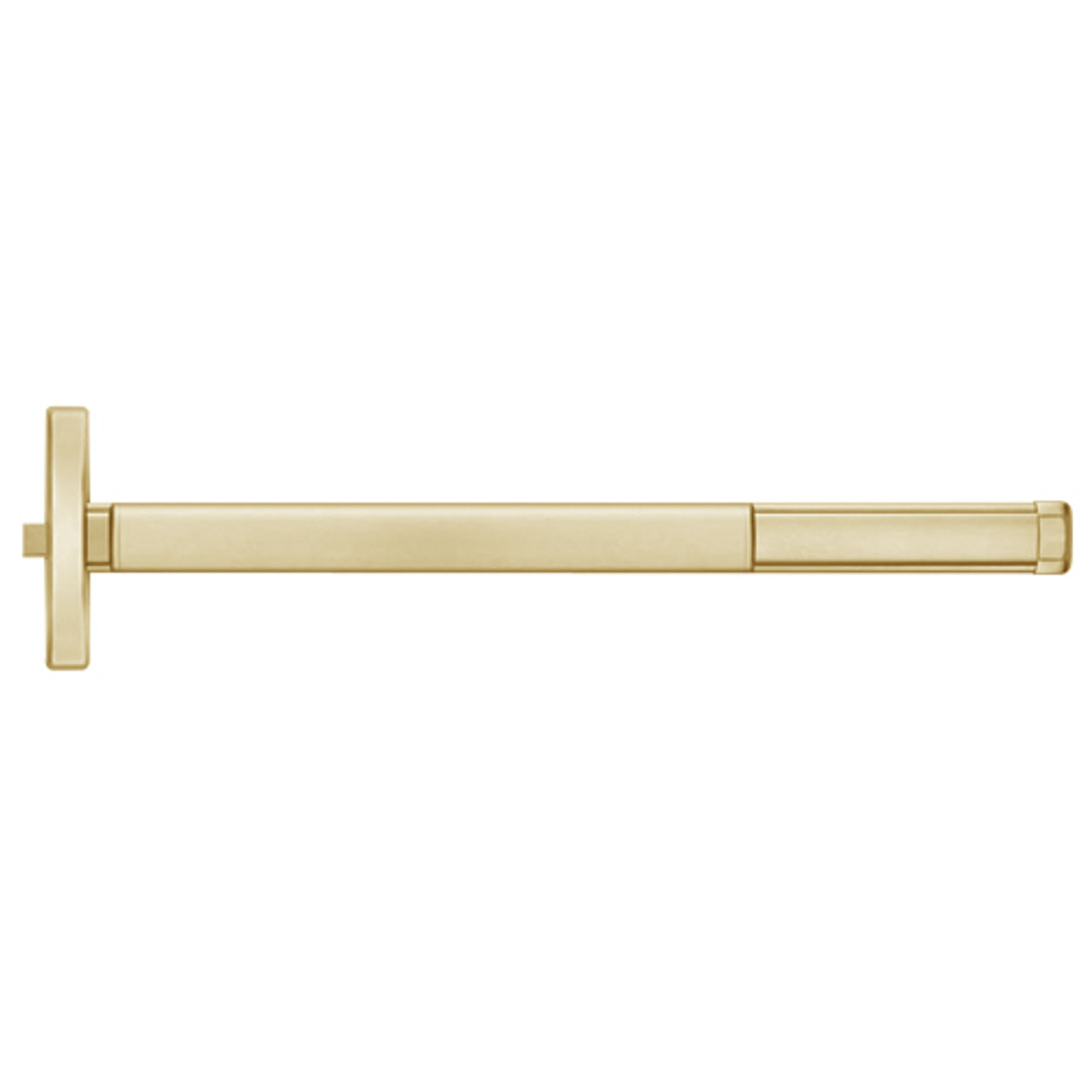 2414-606-36 PHI 2400 Series Non Fire Rated Apex Rim Exit Device Prepped for Lever Always Active in Satin Brass Finish