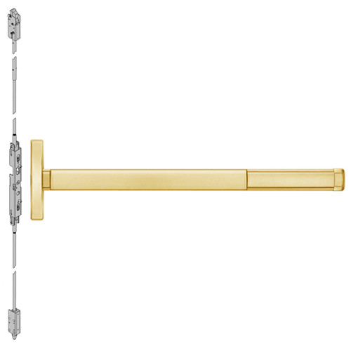 2601LBR-605-36 PHI 2600 Series Non Fire Rated Concealed Vertical Rod Exit Device Prepped for Cover Plate with Less Bottom Rod in Bright Brass Finish