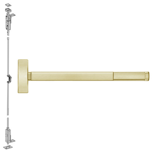 2701-606-48 PHI 2700 Series Non Fire Rated Wood Door Concealed Vertical Exit Device Prepped for Cover Plate in Satin Brass Finish