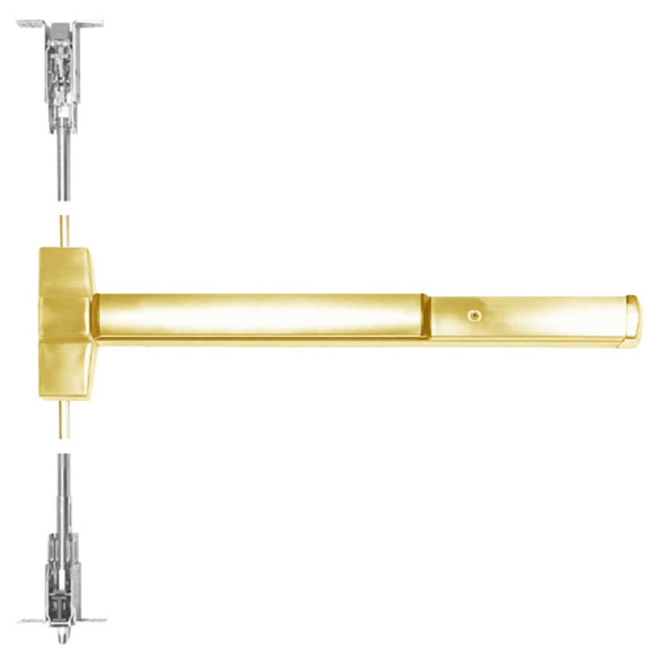 ED5800-605-M52 Corbin ED5800 Series Non Fire Rated Concealed Vertical Rod Device with Cylinder Dogging in Bright Brass Finish