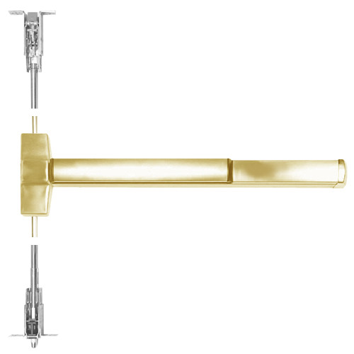 ED5860B-606-M61 Corbin ED5800 Series Fire Rated Concealed Vertical Rod Device with Exit Alarm Device in Satin Brass Finish